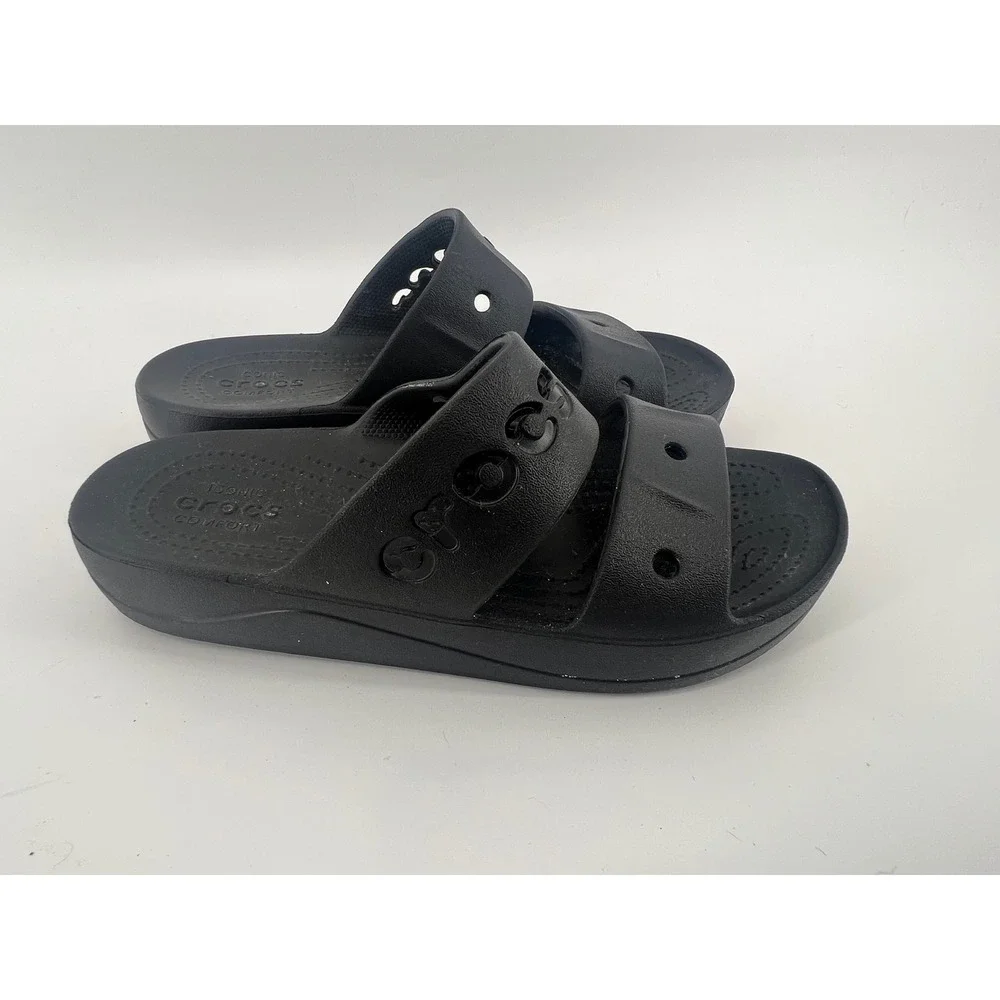 Crocs Classic Sandal Womens 8 Black Two Strap Slide Slip On Comfort